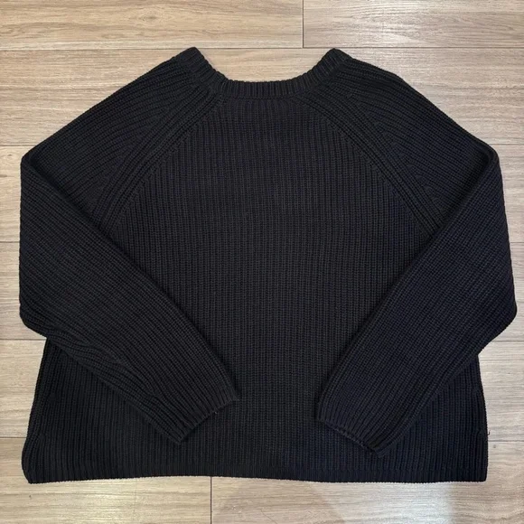 Quince 100% Organic Cotton Fisherman Crew Neck Black Sweater Size XL - Picture 9 of 14